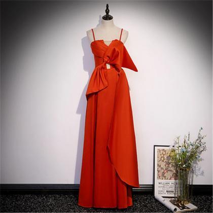 Red Chiffon Floor Length Prom Dress Evening Dress..