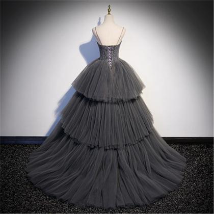 Gray Ball Gown Prom Dress Evening Dress Custom..