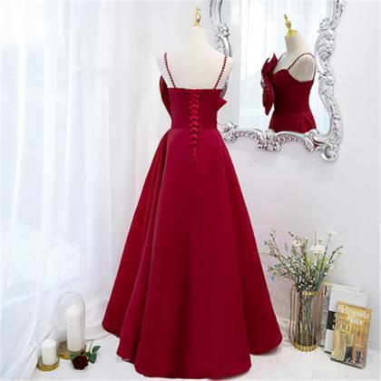 Red Strapless Prom Dress Evening Dress Big Bow..