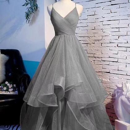 Beautiful Tulle Layers Straps Long Party Dress..