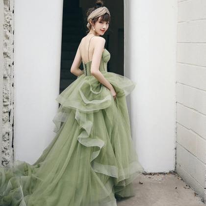 Mint Green Tulle Sweet 16 Long Formal Dress, Green..