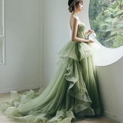 Mint Green Tulle Sweet 16 Long Formal Dress, Green..