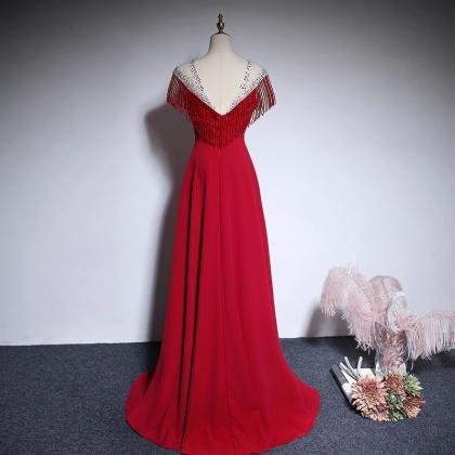 Red A-line Round Neckline Style Prom Dress 2022,..