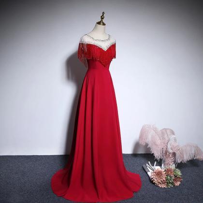 Red A-line Round Neckline Style Prom Dress 2022,..