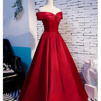 Fashon Red Off Shoulder Satin A-line Sweetheart..