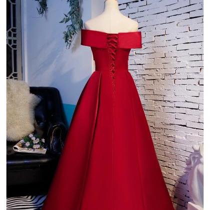 Fashon Red Off Shoulder Satin A-line Sweetheart..