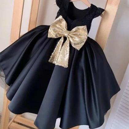 Hand Made Black Flower Girl Dress For Wedding Kids..
