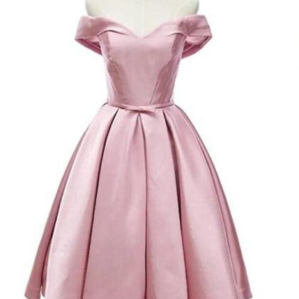 Pink Satin Sweetheart Knee Length Party Dress,..