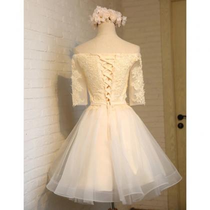 Knee Length Tulle With Lace Applique Party Dress,..