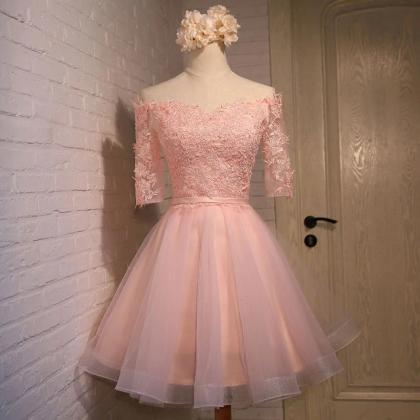 Knee Length Tulle With Lace Applique Party Dress,..
