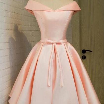 Custom Pink Satin Knee Length Party Dress Short..