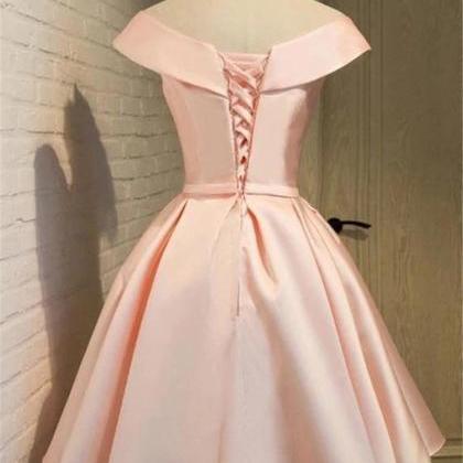Custom Pink Satin Knee Length Party Dress Short..
