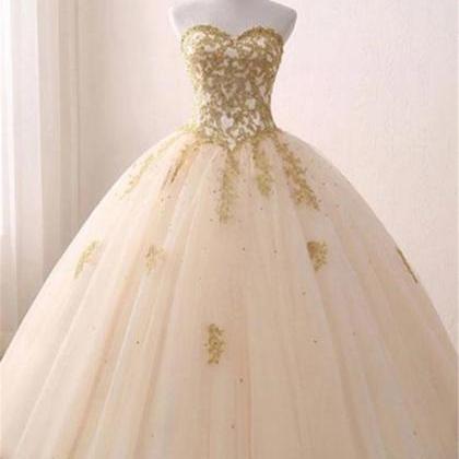 Hand Made Custom Light Champagne Ball Gown Party..