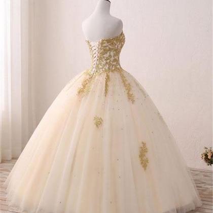 Hand Made Custom Light Champagne Ball Gown Party..