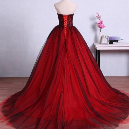 Charming Red And Black Sweet Tulle Ball Gown..