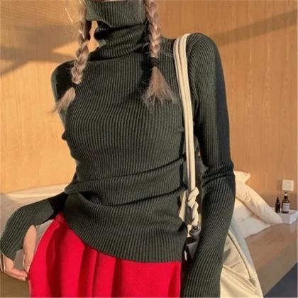 Women Heaps Collar Turtleneck Sweaters Autumn..