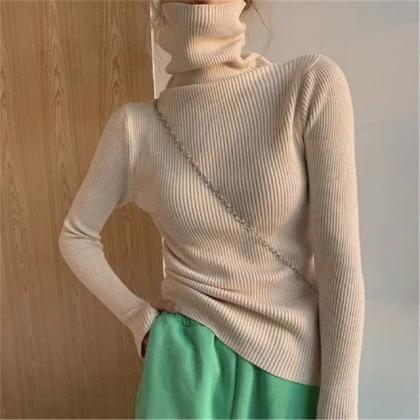 Women Heaps Collar Turtleneck Sweaters Autumn..