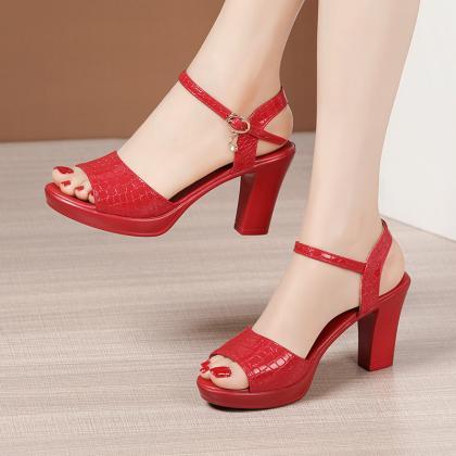 Medium thick heel sandals women's s..