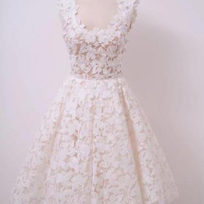 Ivory Lace Prom Dress Short Brithday Party Dress..