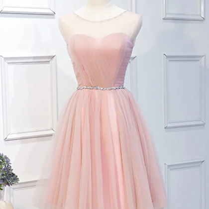 Elegant Short Pink Tulle Prom Dresses Formal Party..