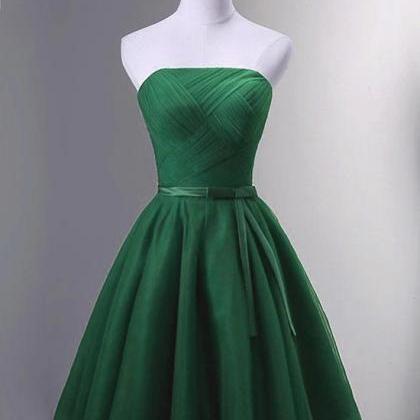 Green Simple Tulle Short Homecoming Dress, Custom..