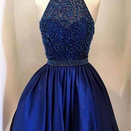 Royal Blue Homecoming Dresses Evening Dress Halter..