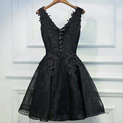 Black Lace Short Prom Dress Evening Dress Ss162