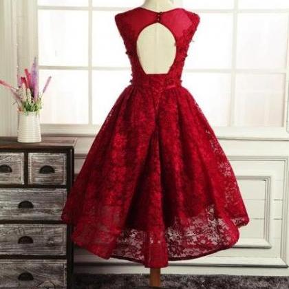 Lovely Dark Red Party Dress , Homecoming Dresses , Wine Red Halter Formal Dress