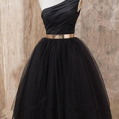 One Shoulder Short Homecoming Dress Black Prom..