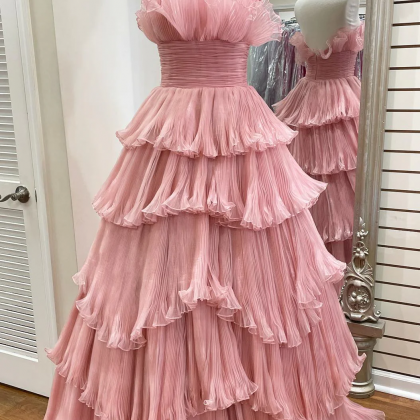 Pink Tulle A-line Strapless Hand Made Full Length..