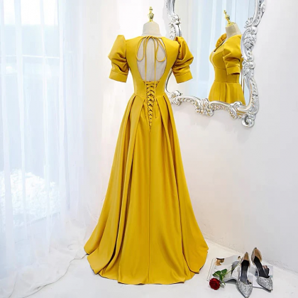 Hand Made Custom Size Yellow Evening Dress Prom..