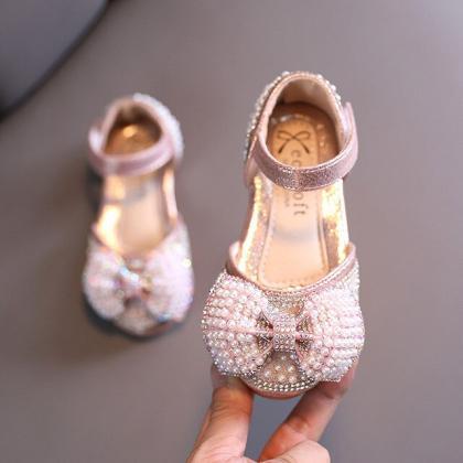 Girls Shoes Children Rhinestone Butterfly Pearls..