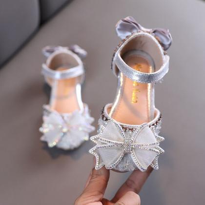 Kids Sandals Rhinestone Bow Girls Princess Shoes..