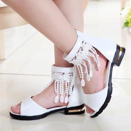 Summer Sandals Girls Shoes Tassel Lace Kids..
