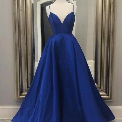 Blue Simple Long Prom Dresses Evening Party Dress..