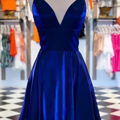 Blue Simple Short Prom Dresses Homecoming Dress..