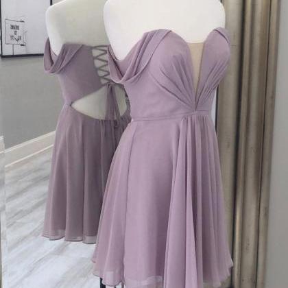 A-line chiffon short prom dress, ch..