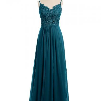 Lace Strap Chiffon Prom Dress Of Bridesmaid..