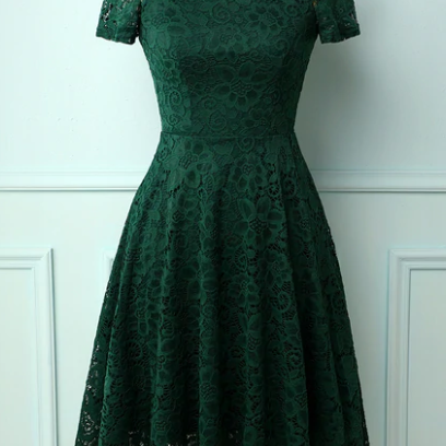 Dark Green Off the Shoulder Dress L..
