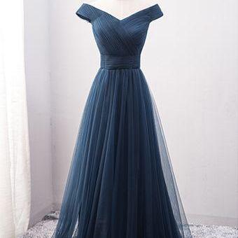 Navy Blue Prom Dress Pretty Evening Dresses Tulle..
