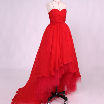 High Low Prom Dresses Red Vintage Prom Gowns..