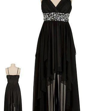 Black Homecoming Dress High Low Evening Prom..