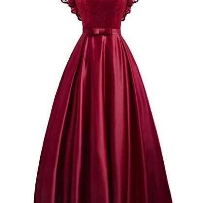 A-line Long Evening Party Gowns Formal Cap..