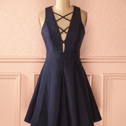 Navy Blue Prom Evening Gowns Hand Made Mini Short..