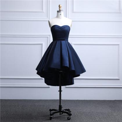 Navy Satin High Low Prom Evening Party Dress..