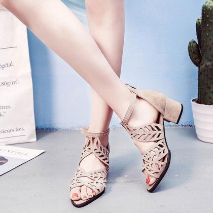 Style Women Summer Hollow Out Faux Leather..