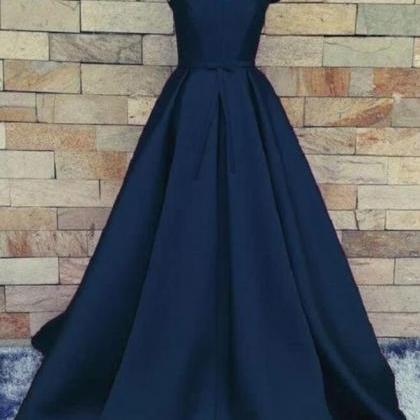 Navy Blue Prom Dress Ball Gown Long Evening Dress..