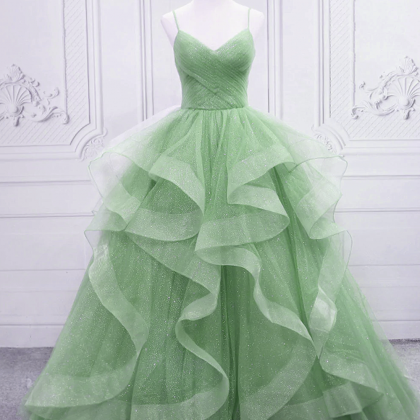 Tulle Long Formal Dress Party Dress, Green Evening..