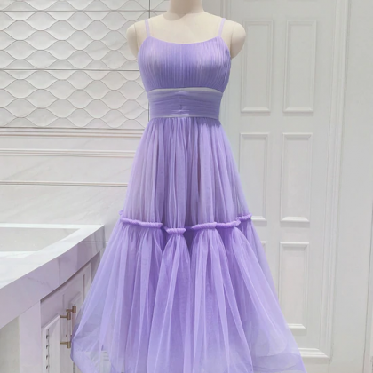 Beautiful Lavender Tulle Layers Sweetheart Evening..