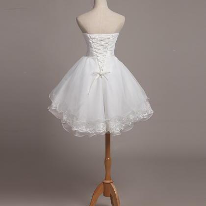 Lovely White Lace and Organza Short Graduation Dress Homecoming Dress, Short Teen Formal Dresses Y2088 main image 1
